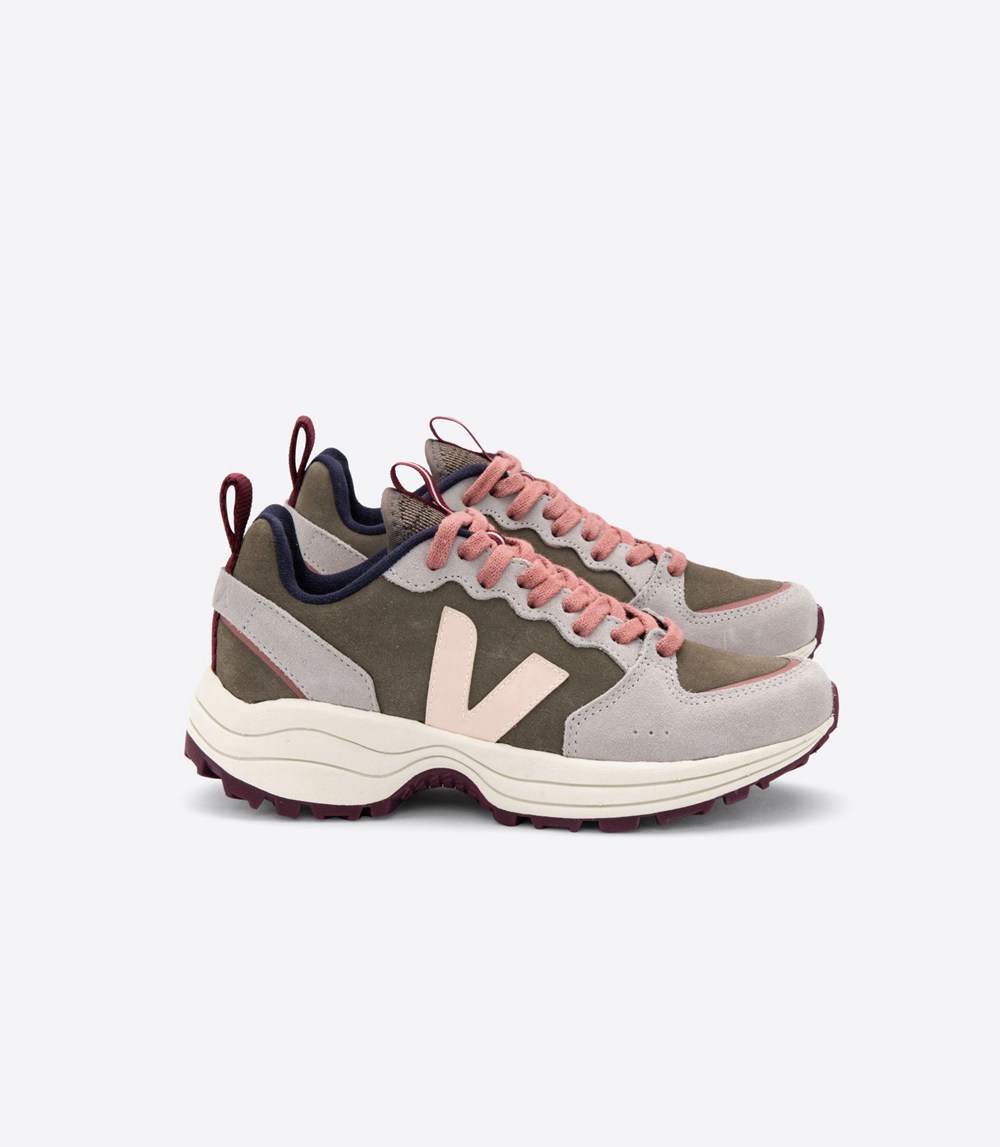 Veja Sneakers Womens - Venturi Suede - Olive/Grey/Pink - 8359PHGVE